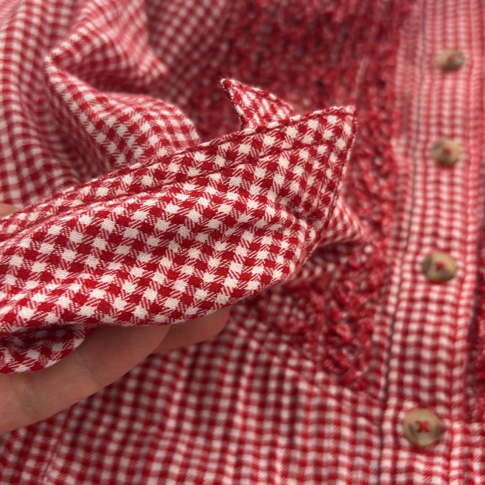 Pilcro Anthropologie Red Gingham Western Ruffled Button Down Top, Small - Picture 8 of 8